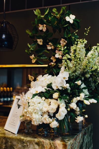 Flower arrangement on bar