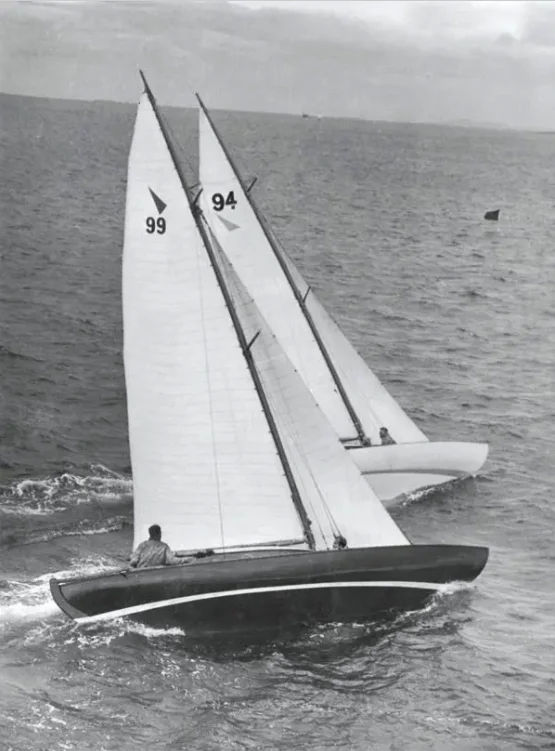 Two boats sailing through Port Philip Bay