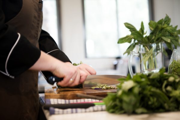 Chef chopping ingredients
