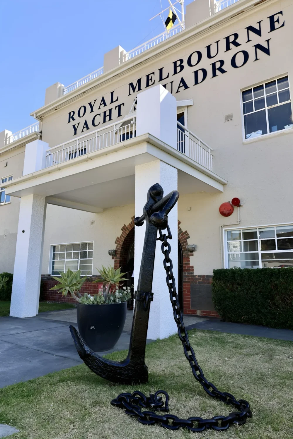 The anchor out the front of Harbour Room