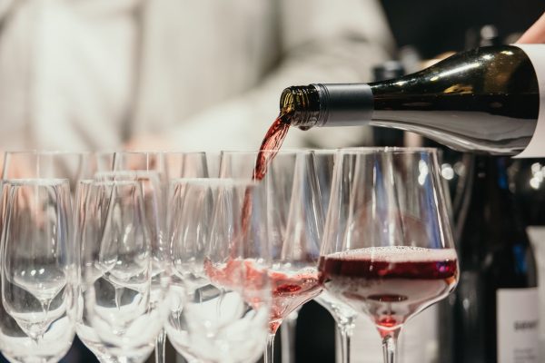 Red wine being poured